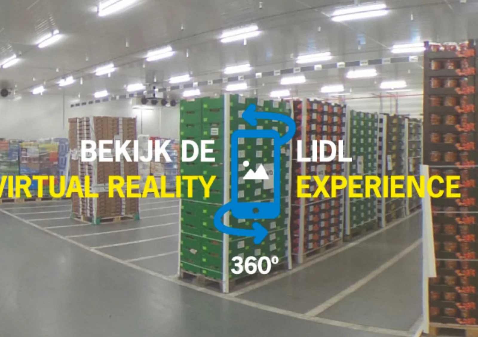 360-gradenweergave van een Lidl-distributiecentrum.