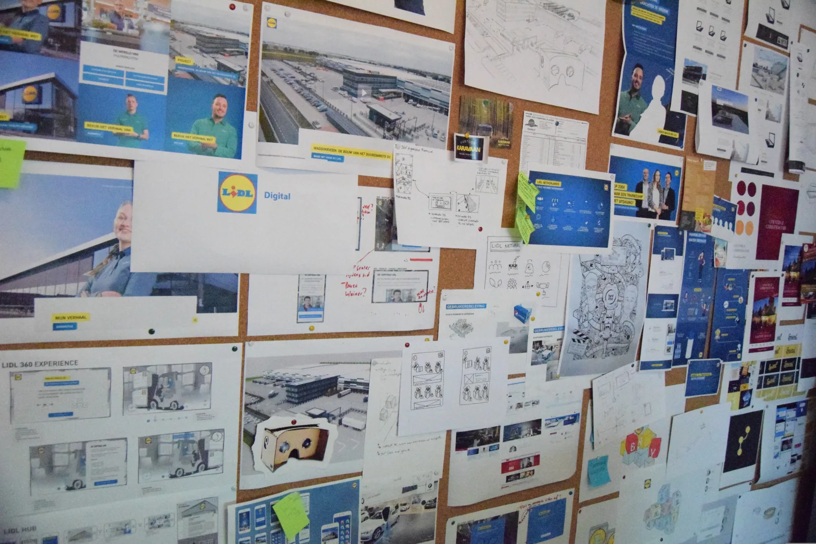Projectwand met digitale concepten uit het langdurige Lidl-partnerschap.