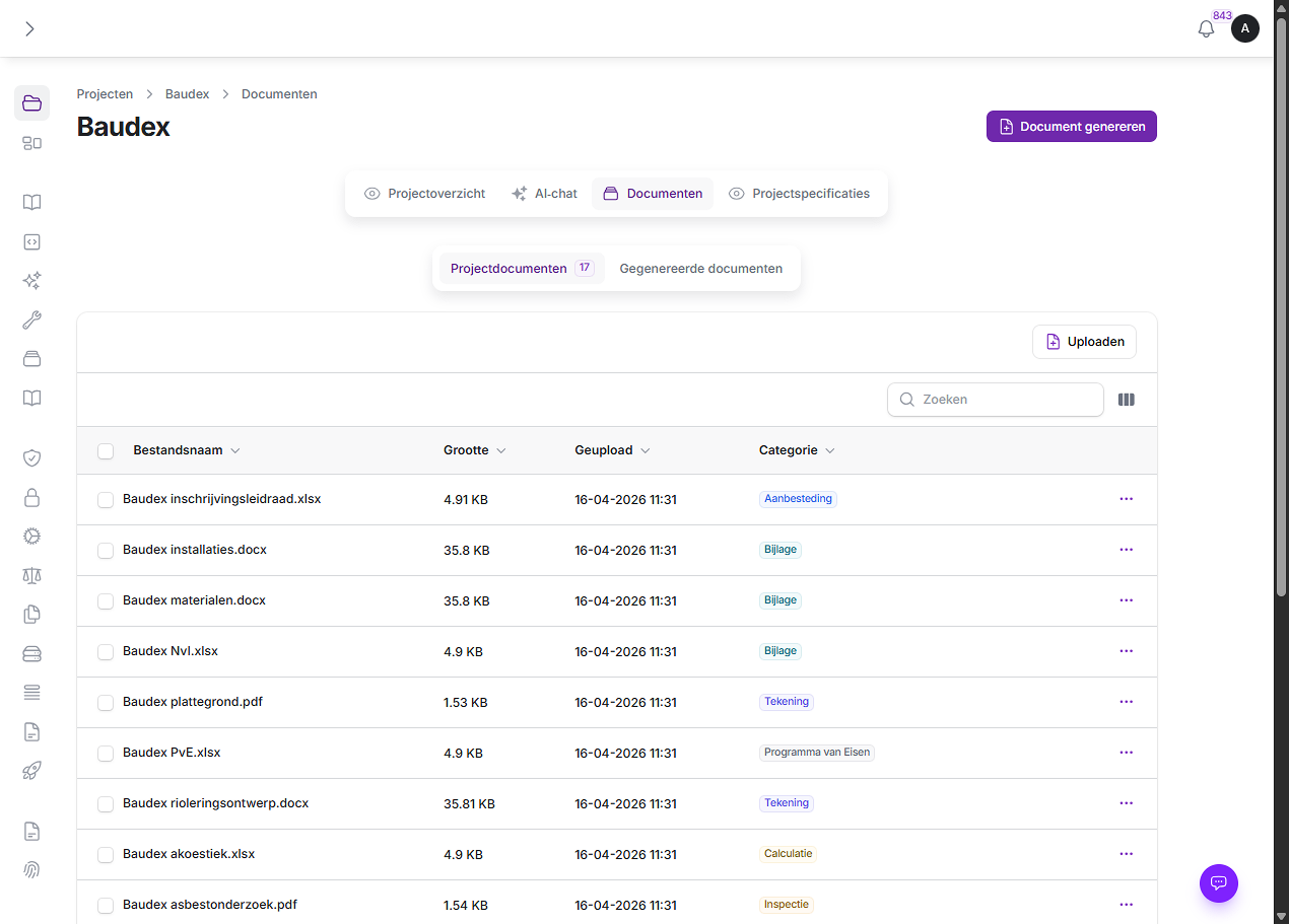 Baudex: De AI-software voor bouwdocumentatie, calculaties en risicoanalyse