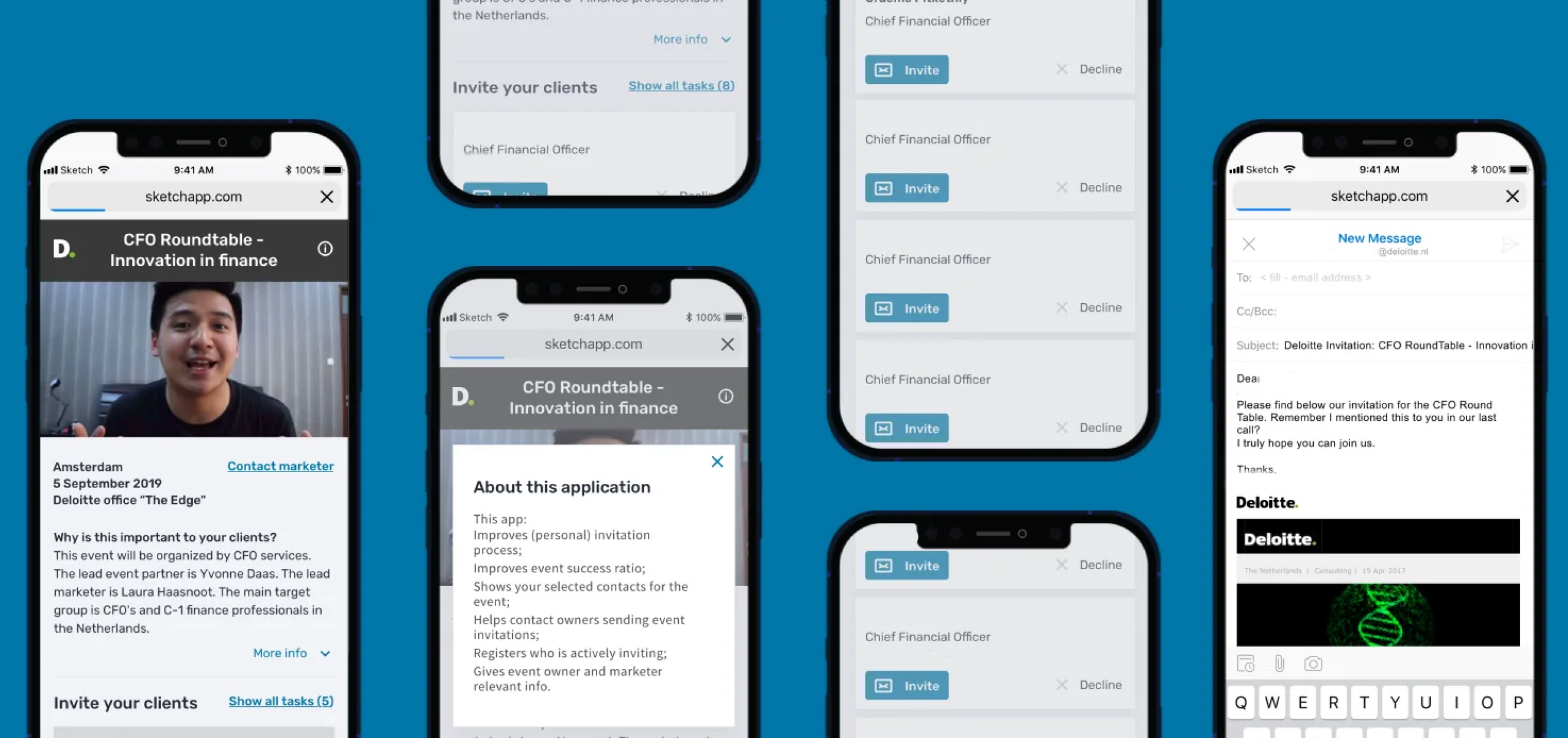 Schermafbeelding van de Deloitte Invite-app