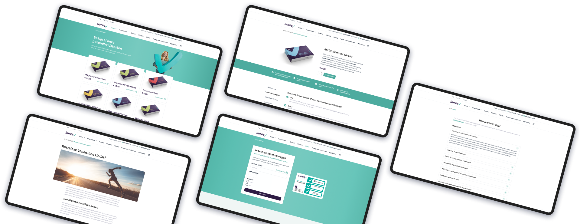 Mockups van het Suresy-gezondheidsplatform